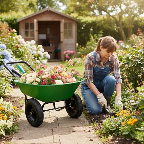 Dual Wheel Wheelbarrow (Bright Green)