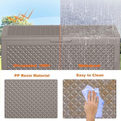 120 Gallon Waterproof Outdoor Resin Deck Box (Grey / 121 Gallon)