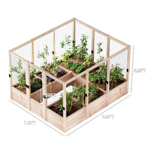 Raised Garden Bed with 19 Inch Deep Planter Box&Fence (7.5x9x6 FT)