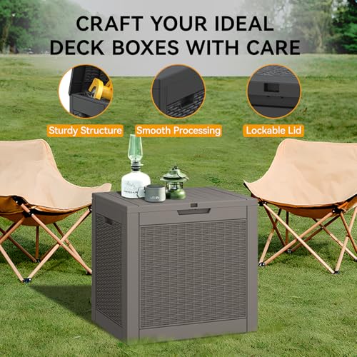 33 Gallon Outdoor Storage Box Waterproof Deck Box for Patio (Grey / 33 Gallon)