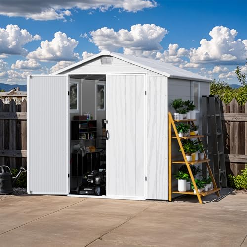 6X8 FT Resin Outdoor Storage Shed with Floor (Light Gray / 6x8)