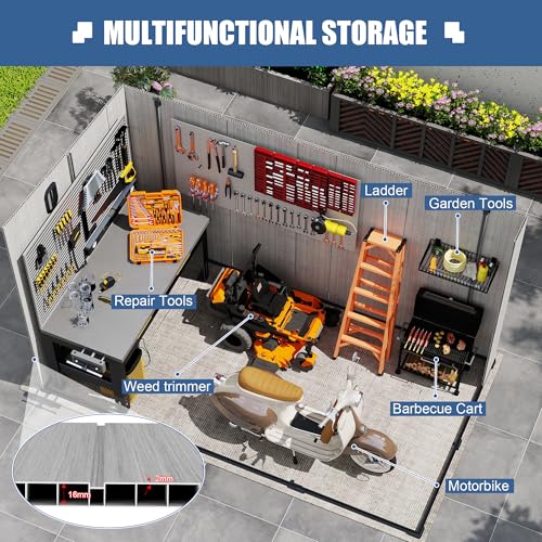 Domi 6x8FT Outdoor Resin Storage Shed with Transparent Windows & Louvered Vents (6x8FT)