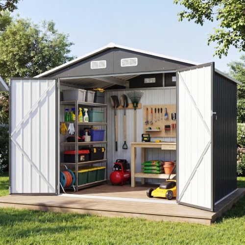 8x6FT Outdoor Storage Shed Black (Dark Black / 8' x 6')