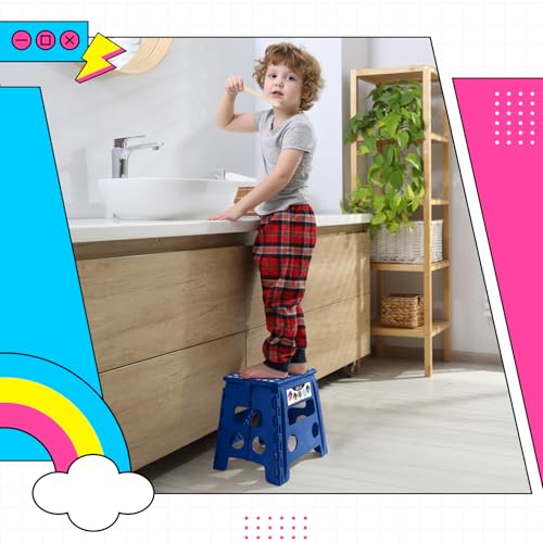 Folding Step Stool 13 inch 2 Pack (Blue / 13 Inch-2 Pack)