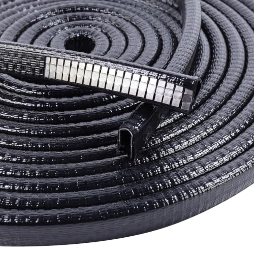 1/2" x 3/8" U‑Channel Edge Trim Seal Strip with Metal Clips 50Ft (50Foot / Black)