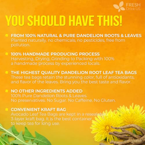Premium 135 Dandelion Leaves and Roots Tea Bags (135 Tea Bags)