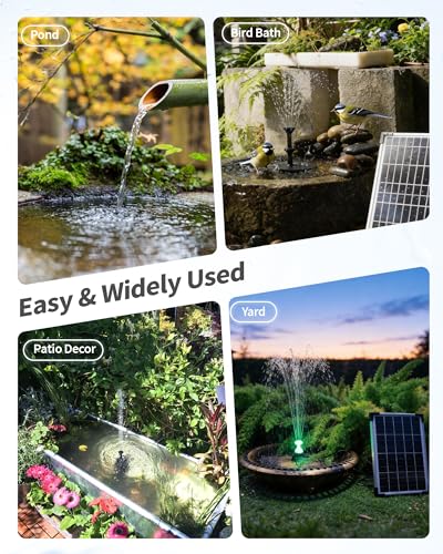 12W Solar Fountain Pump with 4200mAh Battery Backup (12W Fountain with LED Light)