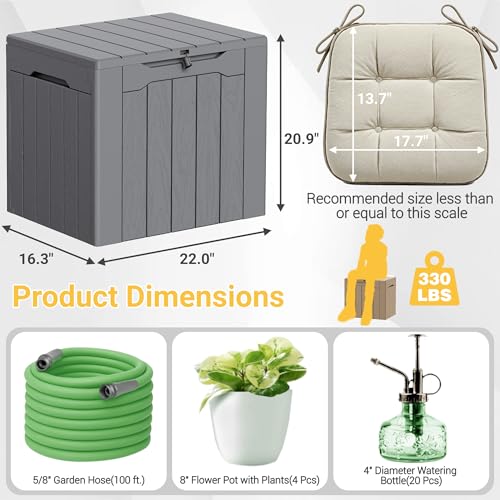 33 Gallon Resin Deck Box All Weather Outdoor Storage Boxes (Gray / 33 Gallon)