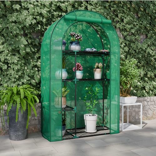 4 Tier Mini Greenhouse for Outdoors (Green / 63" x 40")