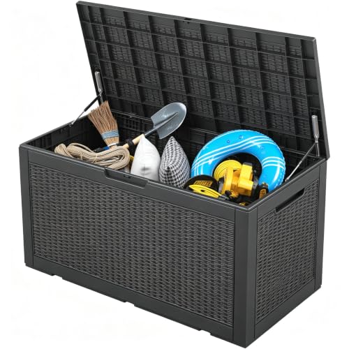 110 Gal Outdoor Storage Box Waterproof (110 Gallon / Dark Black)