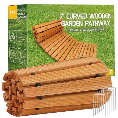 7' Wooden Garden Pathway (7ft (L) x 22in (W) / Natural-curved)