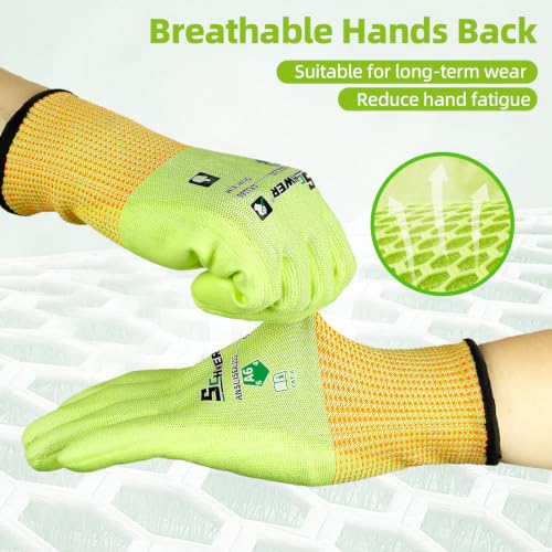 12 Pairs ANSI A6 Cut Resistant Gloves (Yellow / Medium)