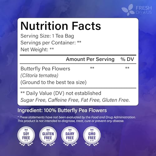 Premium 75 Bags Butterfly Pea Flowers (75 TEA BAGS)