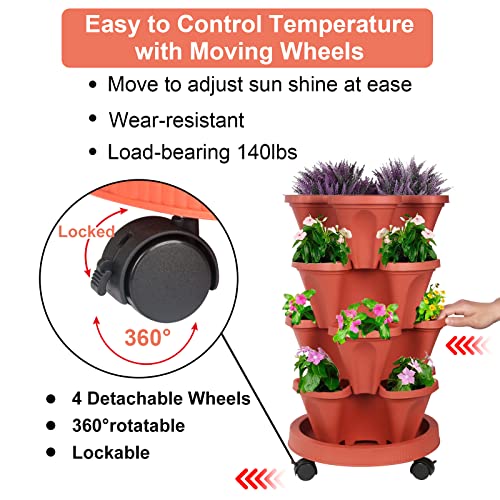Stackable Planters 4 Tier Vertical Garden Planting Tower Planters Strawberry (2 Count)