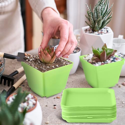 100 Pcs 4 Inch Small Plants Pot Bulk Flower Pots (Green)