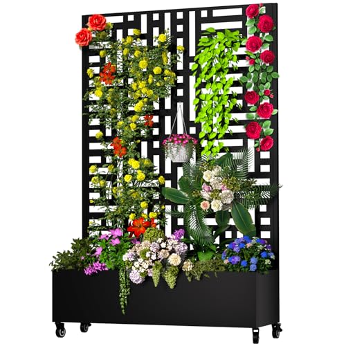 Metal Planter Box with Trellis (Street-Black1 / With Planter Box)