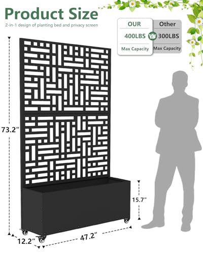 Metal Planter Box with Trellis (Black / 1pc)