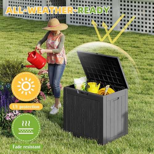 Outdoor Storage Box 38 Gallon Waterproof Resin Deck Boxes (Black / 38 Gallon)