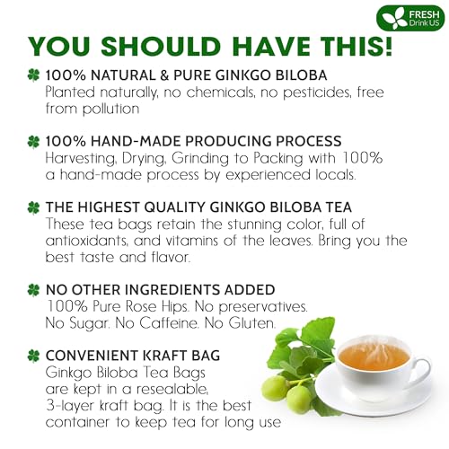 Premium 135 Ginkgo Biloba Leaf Tea Bags (135 TeaBags)