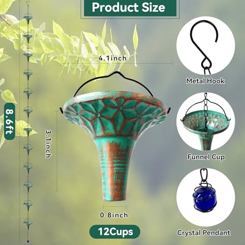 Patina Rain Chain for Gutters (Patina Funnel)