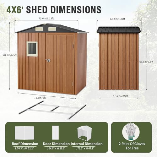 6x4 Ft Outdoor Storage Shed with Floor (6x4 FT/Base)