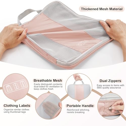10 Set Compression Packing Cubes for Travel Gifts Mom Women (Beige)