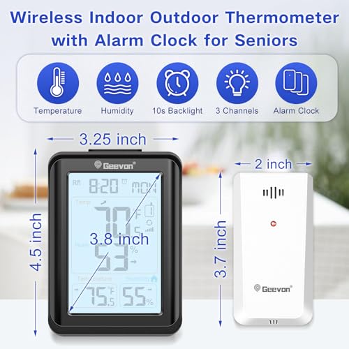 Wireless Indoor Outdoor Thermometer Hygrometer (Black C / 256300 Small)