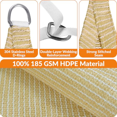 20'X28' Sun Shade Sail Beige Curved Square Customizable (Beige / 20'X28' custom)