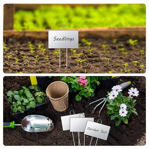 20 Pcs Large Plant Marker (4'' X 6'' with 11'' Stake / Silver)
