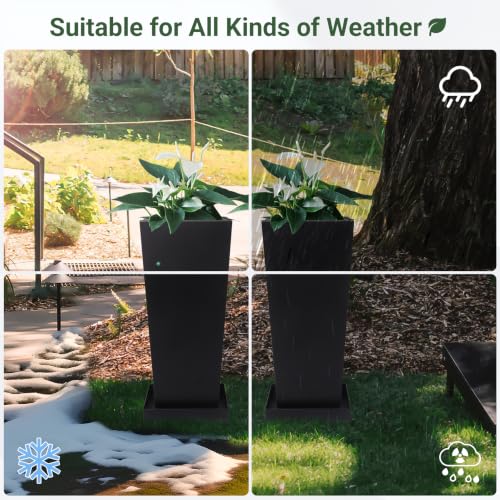 24" Metal Tall Outdoor Planters Set of 2 (24" H)