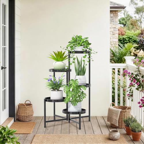 5 Tier Large Plant Stand with Garden Tools (Black with Tools / 5 Tiers)