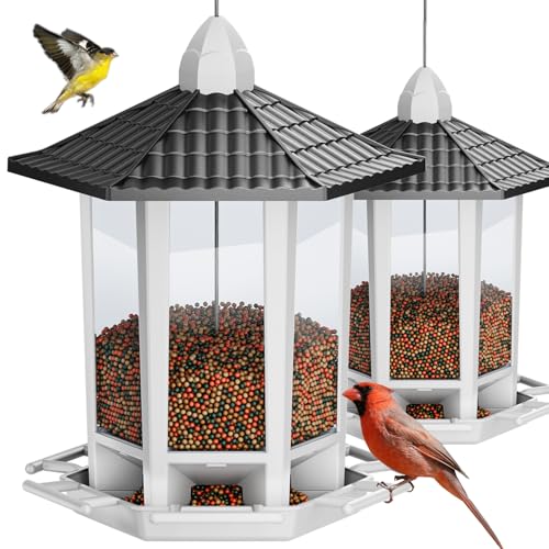 2 Pack Bird Feeders for Outdoor Hanging (Black&White / 2 PACK)