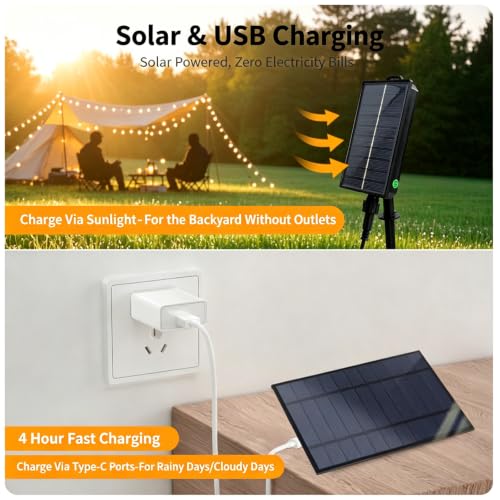 50FT Solar String Lights Outdoor Waterproof with Remote and 26 Shatterproof Edison Bulbs (50FT(25 Sockets))