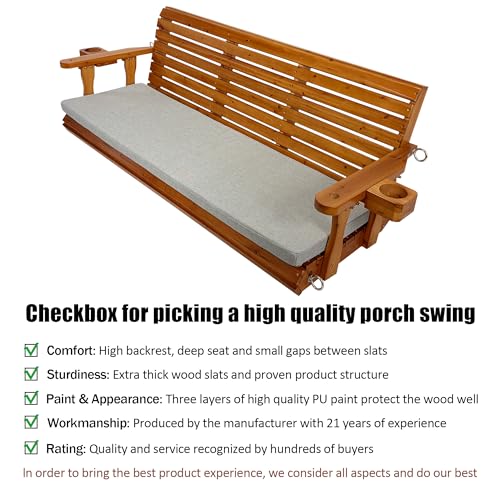 Wooden Porch Swing 3 (Cedar Tone / 5.5 FT Extra Large)