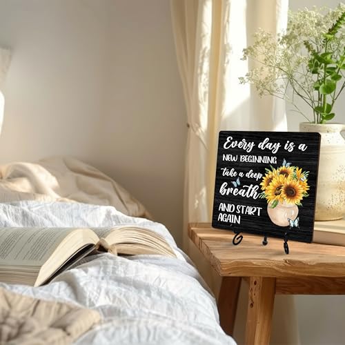 Sunflower Wooden Rustic Farmhouse Decor for Home Desk Shelf Tabletop (Retro Sunflower 6)