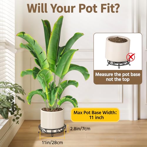 Plant Pot Stand Flower Holder for Outdoor Indoor Corner (Metal Black / 1 Tier)