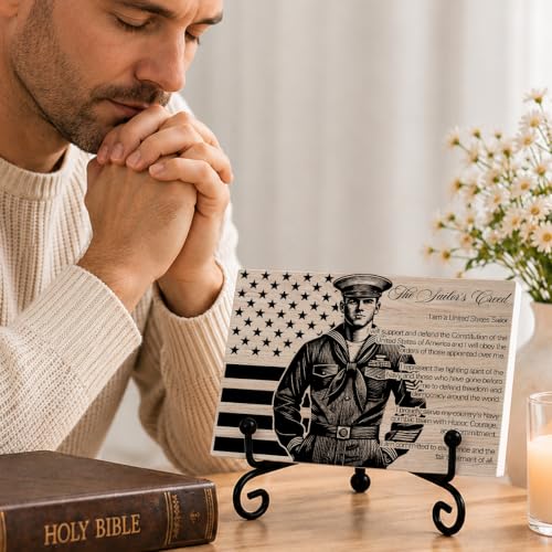 Sailor's Creed Wooden Plaque for Home Office Book Shelf Table Decor (Multicolor 1747 / Wooden sign with iron frame（5.5 x 7.9 inches）)