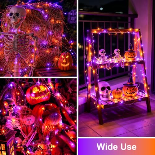 Solar Halloween Lights Outdoor Waterproof (Orange and Purple)