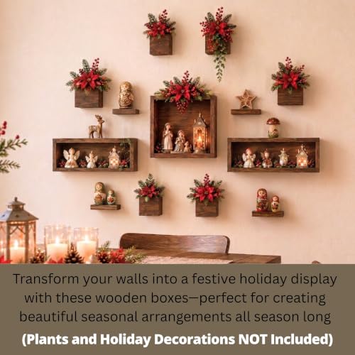 LaLaGreen Wooden Floating Shelves (13-pc set)