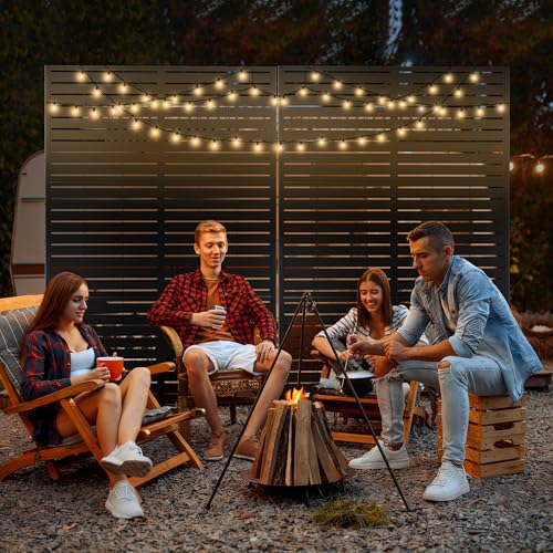 71" H Metal Privacy Screen Outdoor (71"H×47"W / Black Rectangular)