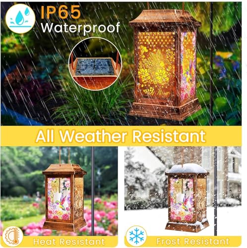 2 Pack Hummingbird Solar Lanterns Outdoor Hanging Lanterns (Hummingbird)