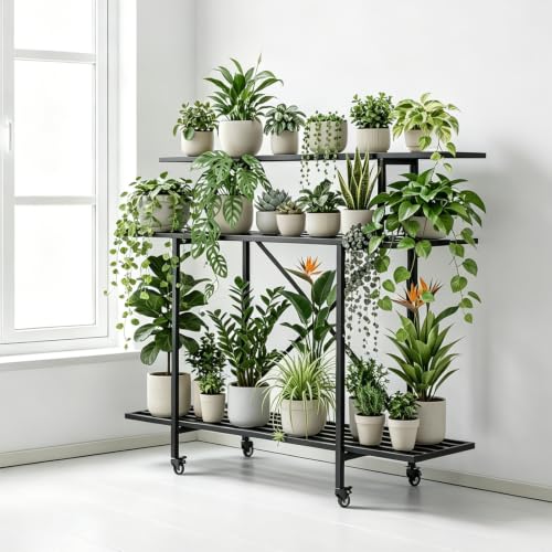 3 Tier Heavy Duty Plant Stand with Wheels