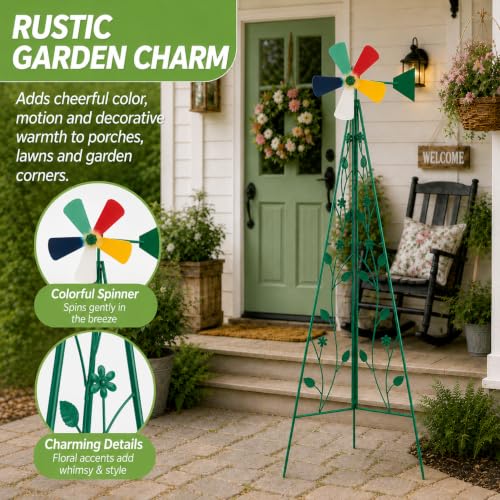 6FT Windmill for Yard Garden Decoration (Green)