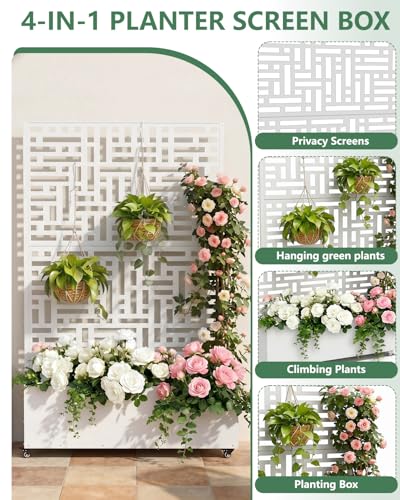 Metal Planter Box with Trellis (White / 1pc)