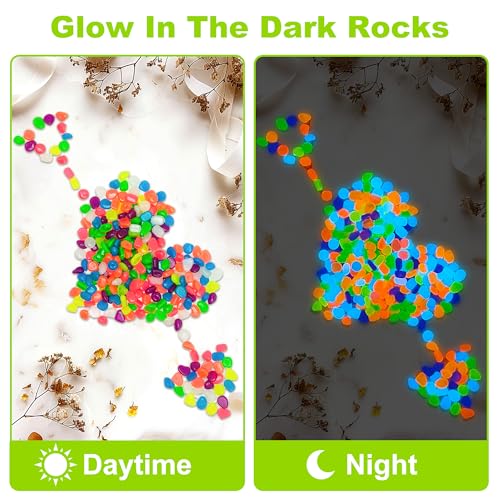 800pcs 5 8mm Colorful Glow in The Dark Garden Pebbles Stones 5 (800 Count)