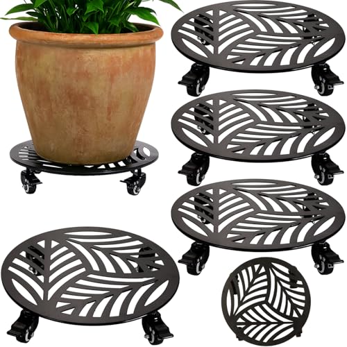 4 Packs Metal Plant Caddy with Wheels 13 inches Heavy (13")