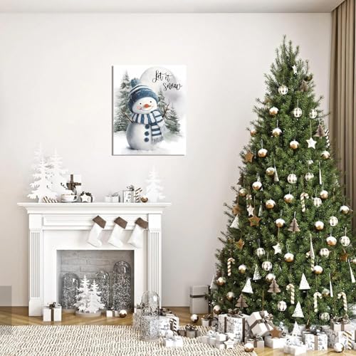 Let It Snow Snowman Wall Art Poster (16"L x 20"W / Snow blue)