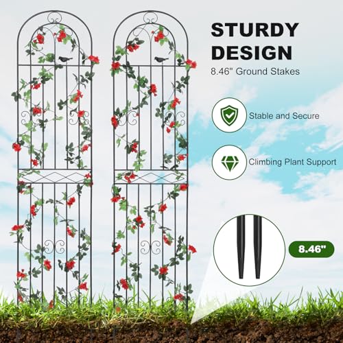 4 Pack 86.7" H x 19.7" WMetal Garden Trellis with Black Coating (86.7" H)