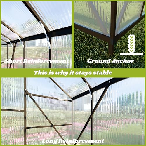 6x6FT Outdoor Greenhouse with Roof Vent (Charcoal Black / 6×6FT)