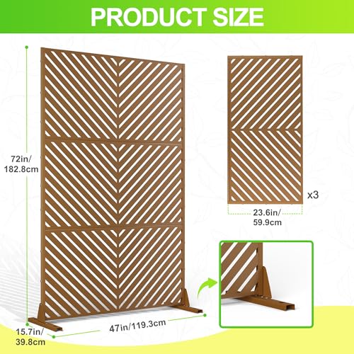 Metal Outdoor Privacy Screen (72" H×47" W / Brown Parallel)
